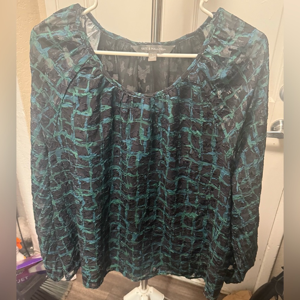 Kate & Mallory Women's Teal and Black Blouse